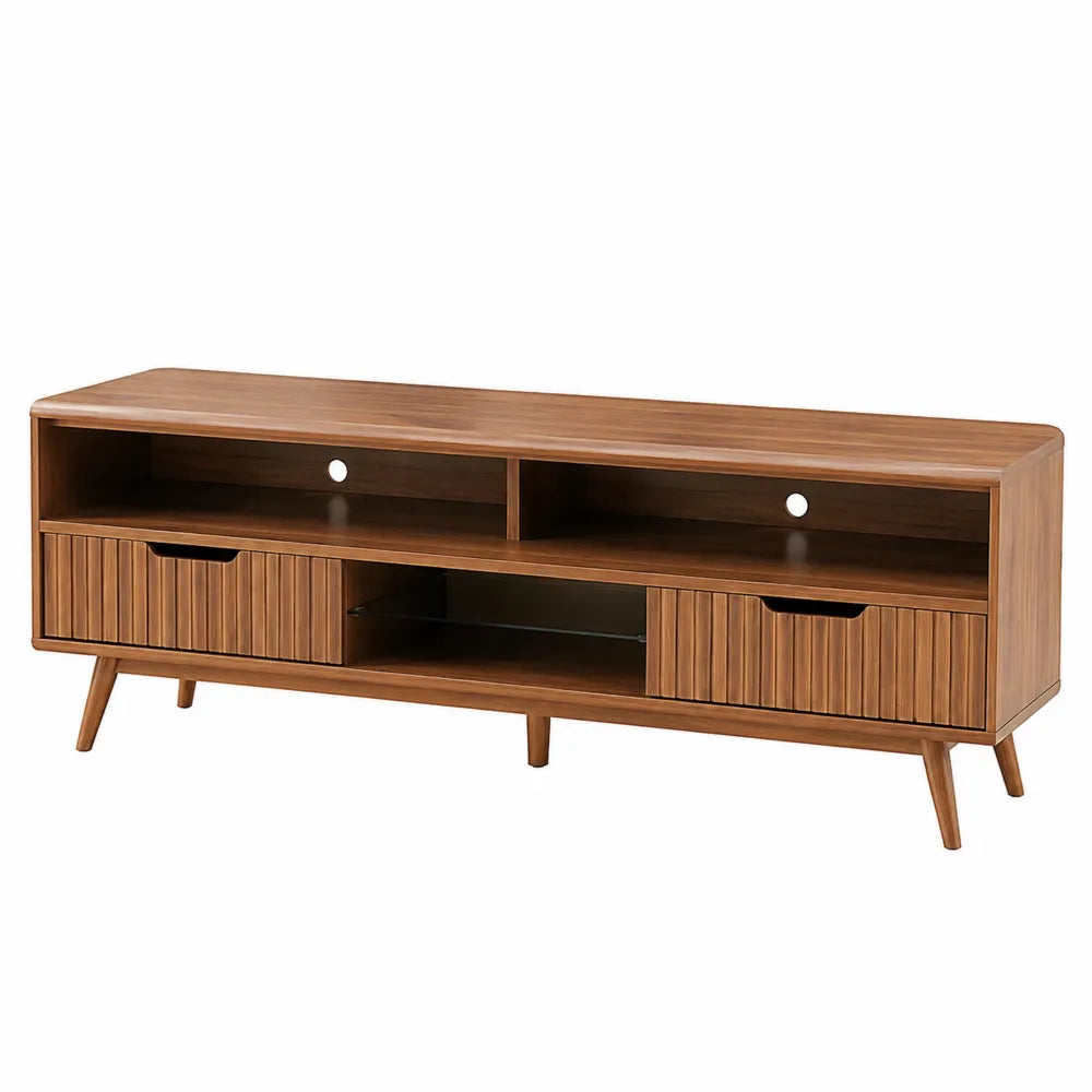 Dębowa szafka RTV z MDF, brązowa 150 cm