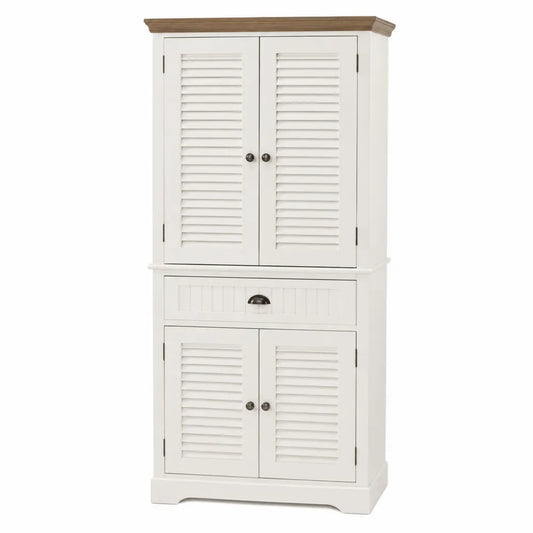 Szafka kuchenna MDF biała z drzwiami żaluzjowymi 180x70x40 cm