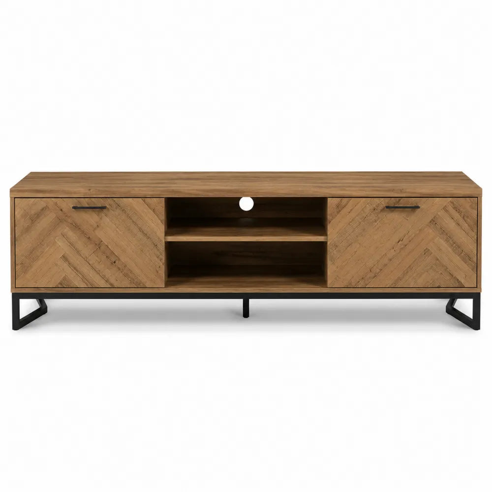 Szafka RTV z drewna dębowego i stali, 150 cm