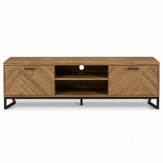 Szafka RTV z drewna dębowego i stali, 150 cm