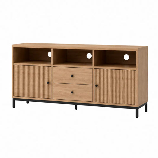 Szafka RTV z drewna dębowego i metalu 150x40x80 cm