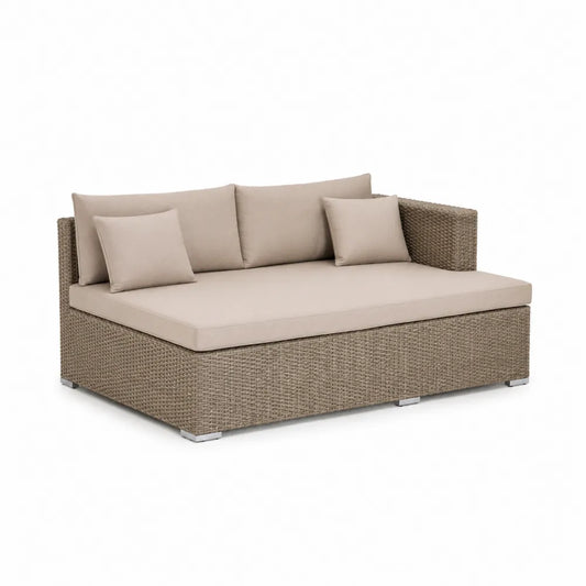 Sofa ogrodowa z technorattanu z poduszkami beżowa