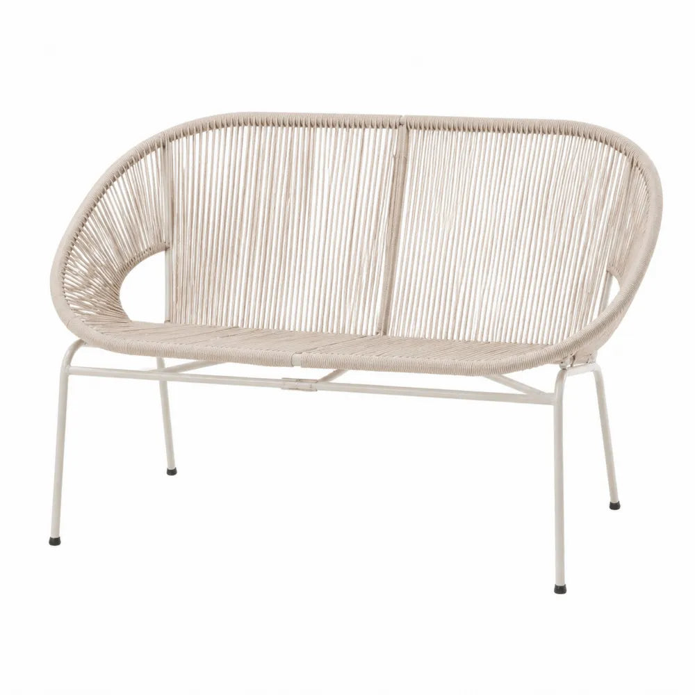 Sofa ogrodowa metalowa z polipropylenu beżowa 120 cm
