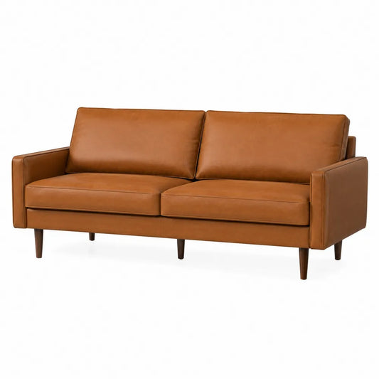 Sofa trzyosobowa skórzana, brązowa, 200cm