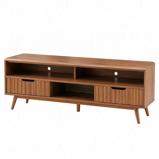 Dębowa szafka RTV z MDF, brązowa 150 cm